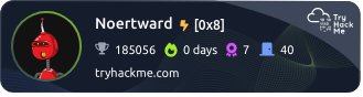 TryHackMe profile badge for Noertward